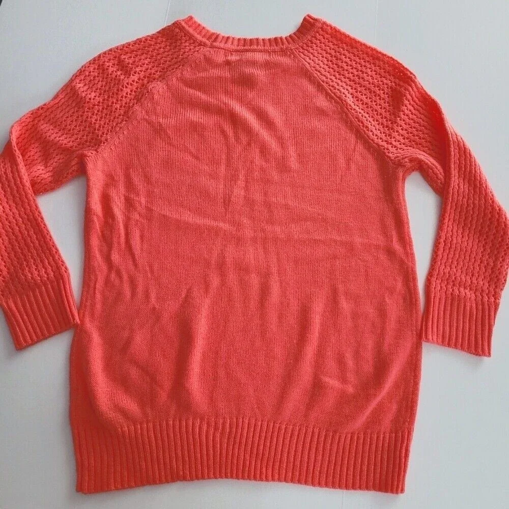 Forever 21 Crochet Knit Pullover Sweater Womens S Small Coral Preppy Acrylic - Picture 3 of 7